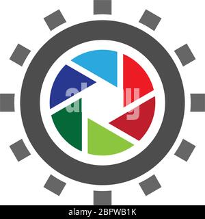 Camera shutter  logo gear illustration Stock Vector