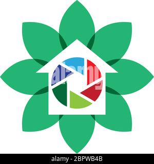 Camera shutter,   logo House illustration Stock Vector