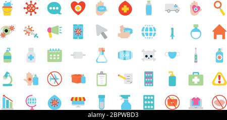 stop the spread icon set over white background, flat style, vector illustration Stock Vector