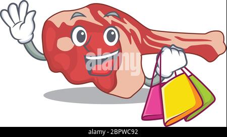 wealthy leg of lamb cartoon character with shopping bags Stock Vector