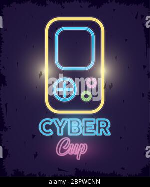 retro video game neon with portable console Stock Vector Image & Art ...