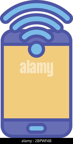 Smartphone and wifi line and fill style icon design, Cellphone mobile digital and phone theme Vector illustration Stock Vector