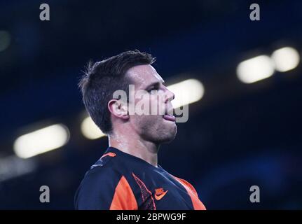 LONDON, ENGLAND - SEPTEMBER 17, 2019: Cesar Azpilicueta of Chelsea pictured ahead of the 2019/20 UEFA Champions League Group H game between Chelsea FC (England) and Valencia CF (Spain) at Stamford Bridge. Stock Photo
