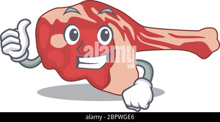 Leg of lamb cartoon character design showing OK finger Stock Vector