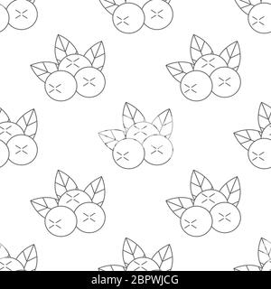 Seamless pattern with blueberries icon on white background. Summer fruits for healthy lifestyle. Organic fruit. Cartoon style. Vector illustration for Stock Vector