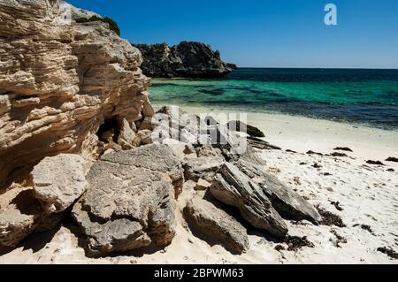 Little Parakeet Bay is just one of many beautiful beaches on Rottnest Island. Stock Photo