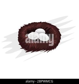 Eggs in bird nest for your design. Cartoon style vector illustration. Stock Vector