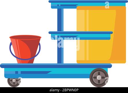 cleaning cart on white background vector illustration design Stock Vector