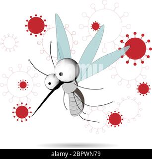 Mosquitoes are carriers of infections. Winged insects. Parasites. STOP MOSQUITOES. CHARACTER FAN. VECTOR ILLUSTRATION ON THE WHITE BACKGROUND. SYMBOL Stock Vector