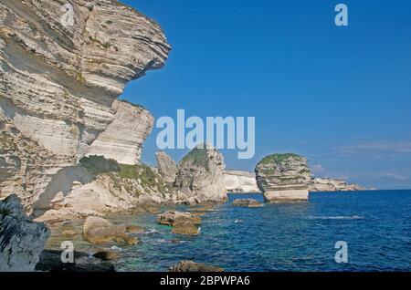 Le Grain de sable and the cliffs of Bonifacio, South Corsica, France Stock Photo