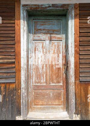 Old abandoned wooden house in the Carpathians Stock Photo