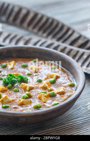 Bowl of mattar paneer Stock Photo