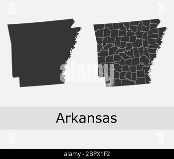 Arkansas maps vector outline counties, townships, regions, municipalities, departments, borders Stock Vector