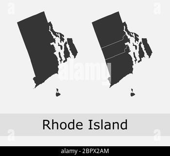 Rhode Island maps vector outline counties, townships, regions, municipalities, departments, borders Stock Vector
