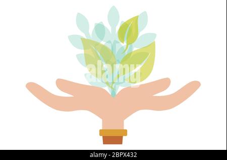 New Growth plants growing in hand vector Stock Vector