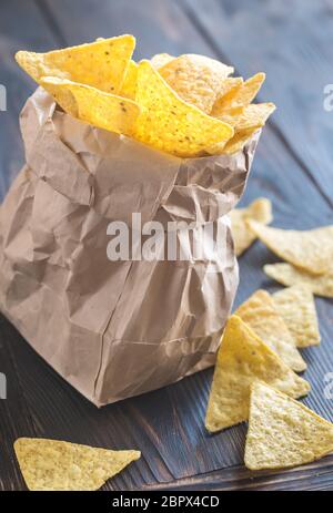 Nachos in the paper bag Stock Photo