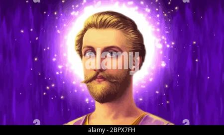 violet light glow flame St Germain illustration holy spiritual Stock Photo