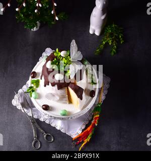 Easter cake with sugar and chocolate glaze Stock Photo