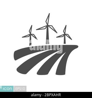 Windmill on the field flat icon. Agriculture sign. Graph symbol for your web site design, logo, app, UI. Vector illustration, EPS10. Stock Photo