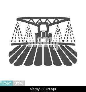 Tractor watering, soil and fertilizing field icon. Agriculture sign. Graph symbol for your web site design, logo, app, UI. Vector illustration, EPS10. Stock Photo