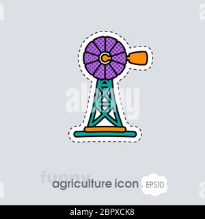 Wind pump flat icon. Agriculture sign. Graph symbol for your web site design, logo, app, UI. Vector illustration, EPS10. Stock Photo