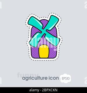 Windmill flat icon. Agriculture sign. Graph symbol for your web site design, logo, app, UI. Vector illustration, EPS10. Stock Photo