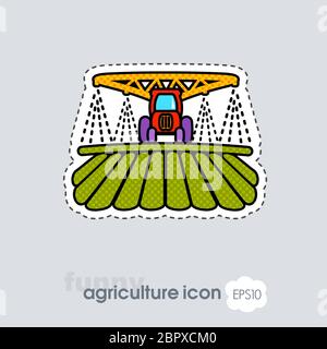 Tractor watering, soil and fertilizing field icon. Agriculture sign. Graph symbol for your web site design, logo, app, UI. Vector illustration, EPS10. Stock Photo