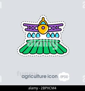 Crop duster airplane spraying a farm field icon. Agriculture sign. Graph symbol for your web site design, logo, app, UI. Vector illustration, EPS10. Stock Photo