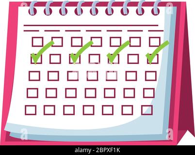 calendar with check boxes on white background vector illustration design Stock Vector
