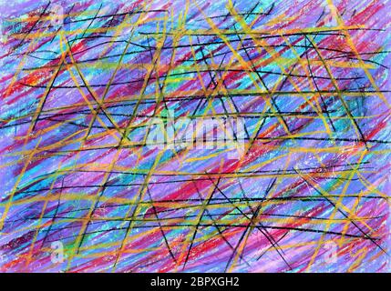 Abstract background with multicolored stripes. Background with color stripes in grunge style with scratches. Diagonal lines, black and yellow deep scr Stock Photo