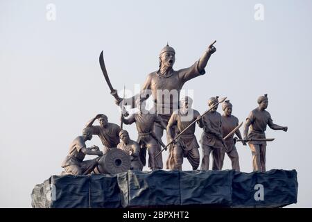 Statue Of Ahom Warriors, Lachit Borphukan, Guwahati, Assam, India Stock Photo