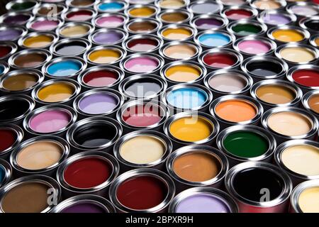 Color palette, can, Rainbow colors background Stock Photo - Alamy