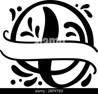 Split letters name Vector Hand Drawn calligraphic floral monogram or logo. Uppercase Hand Lettering Letter D with swirls and curl. Wedding Floral Stock Vector