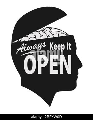 always keep it open mind brain learning illustration Stock Photo