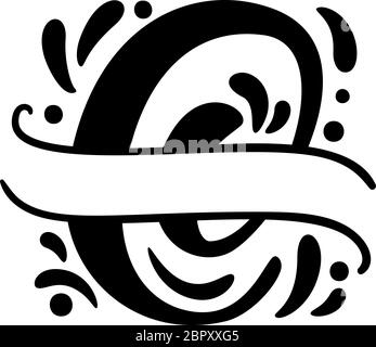 Split letters name Vector Hand Drawn calligraphic floral monogram or logo. Uppercase Hand Lettering Letter C with swirls and curl. Wedding Floral Stock Vector