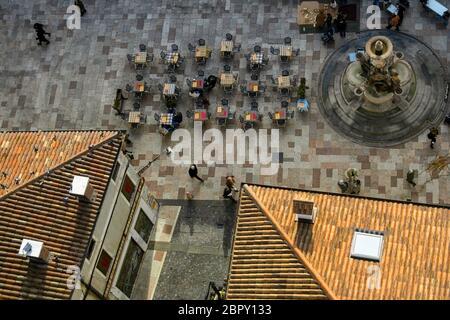 tables in a open space Stock Photo