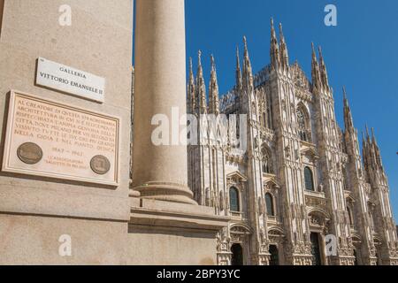 View of the Duomo di Milano in Piazza Del Duomo from Galleria Vittorio Emanuele II, Milan, Lombardy, Italy, Europe Stock Photo