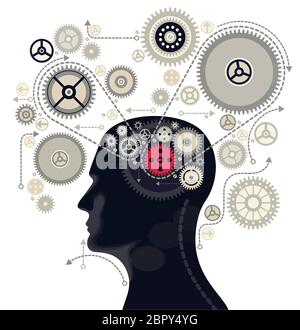 mechanical mind brain learning ideas illustration Stock Photo