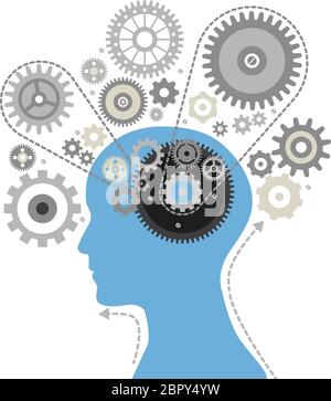 mechanical mind thought brain learning ideas illustration Stock Photo