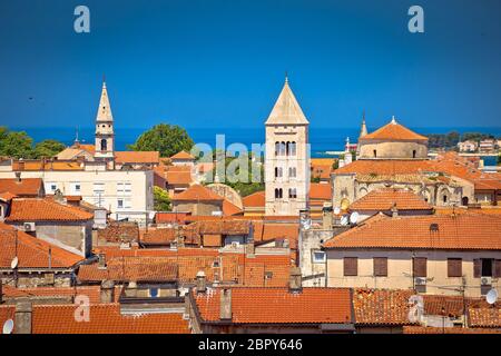 Historic Zadar towers and rooftops view, Adriatic coast in Dalmatia region Croatia Stock Photo