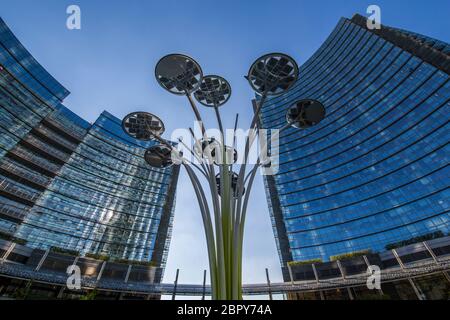 View of Buildings in Piazza Gae Aulenti, Milan, Lombardy, Italy, Europe Stock Photo