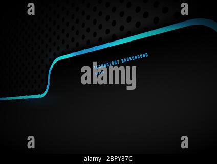 Abstract template blue vertical line and lighting separate perspective on black background and texture. Technology concept. You can use for corporate Stock Vector