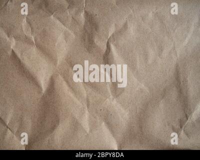 texture of brown crumpled craft paper, old paper surface for background Stock Photo