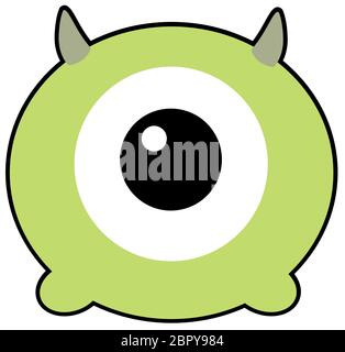 monster one eye alien creature green illustration Stock Photo