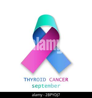 Thyroid cancer awareness ribbon vector realistic illustration Stock Vector