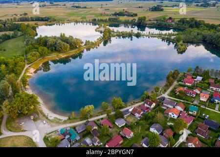 Aerial view of Cingi Lingi Lake in  Croatia Stock Photo