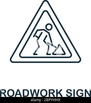 Roadwork Sign icon from work safety collection. Simple line element Roadwork Sign symbol for templates, web design and infographics Stock Vector