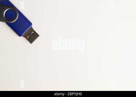 Memory stick isolated on white background. usb flash drive macro. copy space Stock Photo