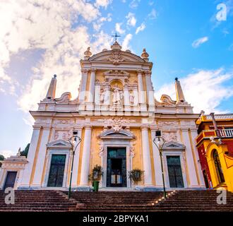 Santa Margherita Church basilica in Liguria - local landmark of Italy  Stock Photo