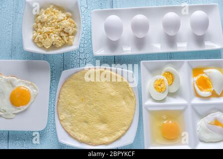 Variety of egg dishes Stock Photo